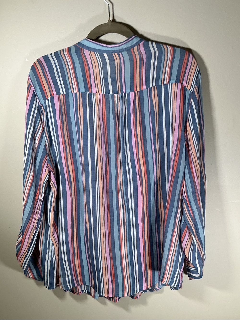 Ruby Rd. Multicolor Striped Roll Tab Blouse Button Front Lightweight Top - Picture 3 of 7